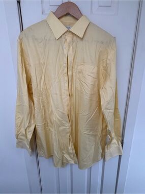 Men's Pale Yellow Dress Shirt with Point Collar